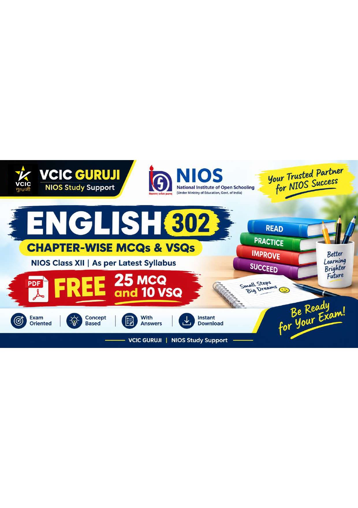 FREE MCQ ENGLISH 302 CLass 12